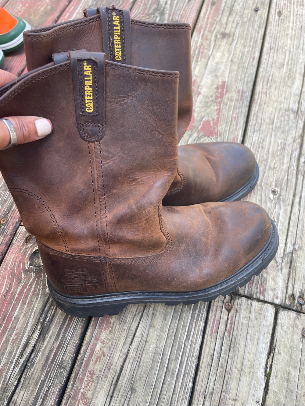 Caterpillar Brown Leather Steel-Toe Work Boots